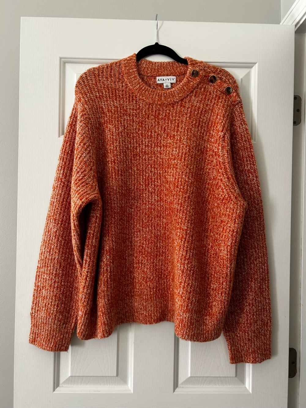 Ava & Viv Orange and Cream Marled Crew Sweater Size XXL